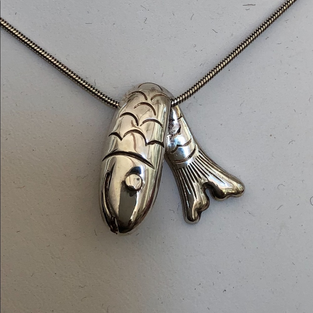 Fish pendant sterling silver, nautical